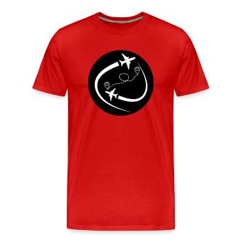 Travelling by plane from point A to point B - Men's Premium Organic T-Shirt - red - Front - Damien (186cm)