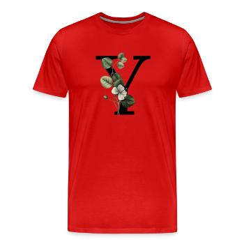 Grüner botanischer Y-Buchstabe - Männer Premium Bio T-Shirt - Rot - Vorne - Damien (186cm)