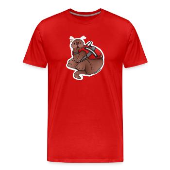Tazz Talks | Emotionale Unterstützung - Männer Premium Bio T-Shirt - Rot - Vorne - Damien (186cm)