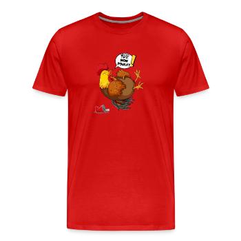 Le Poulet Cartoon Mort de rire (mdr) - T-shirt bio Premium Homme - rouge - Devant - Damien (186cm)