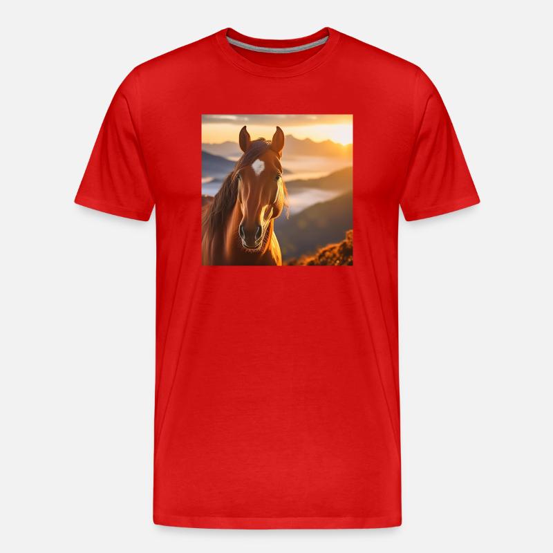 Pferdekunst - Männer Premium Bio T-Shirt - Rot