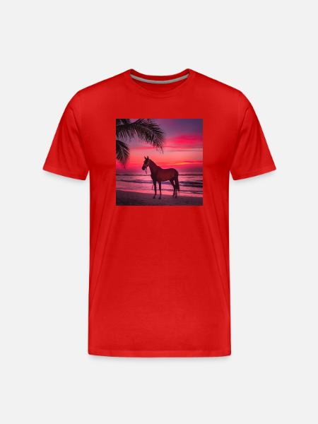 Pferdekunst - Männer Premium Bio T-Shirt - Rot