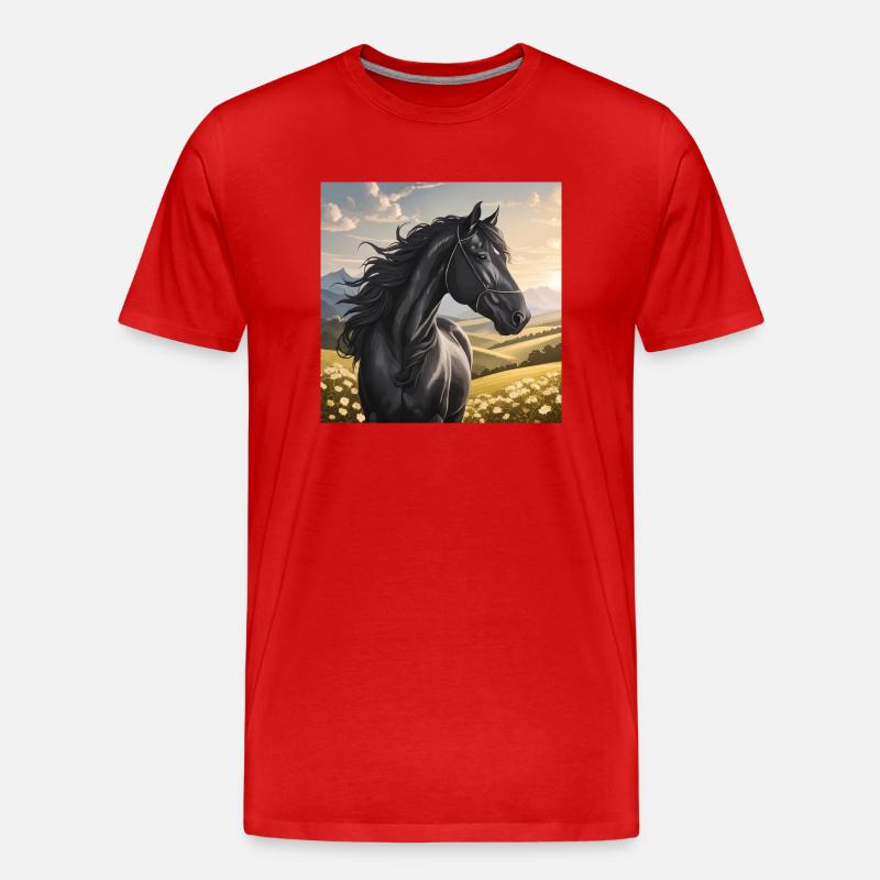 Pferdekunst - Männer Premium Bio T-Shirt - Rot