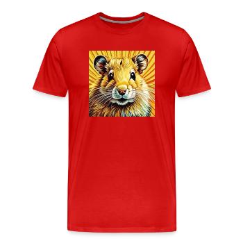 Hamster doré - T-shirt bio Premium Homme - rouge - Devant - Damien (186cm)