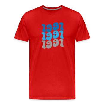1991 Vintage - Men's Premium Organic T-Shirt - red - Front - Damien (186cm)