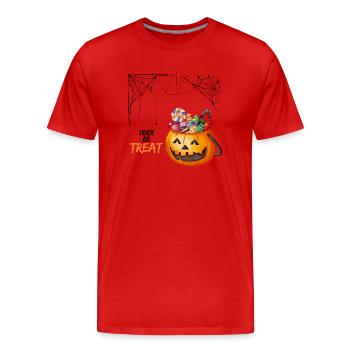 Halloween trick or treat - Männer Premium Bio T-Shirt - Rot - Vorne - Damien (186cm)