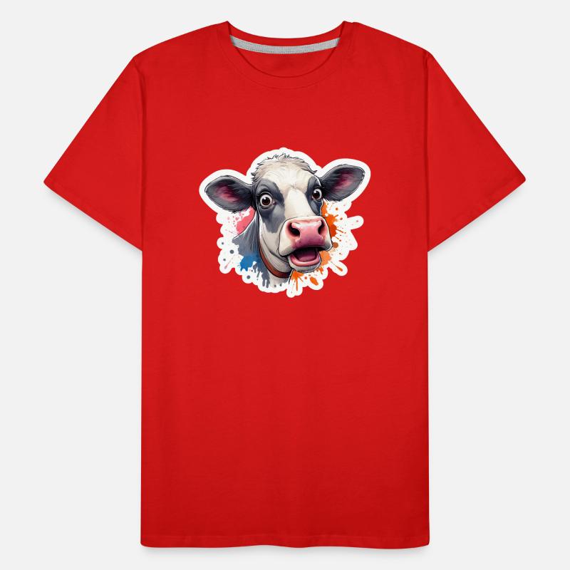 Tête de vache effrayée T-shirt bio Premium Homme