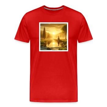 Paysage romantique pour se détendre - T-shirt bio Premium Homme - rouge - Devant - Damien (186cm)
