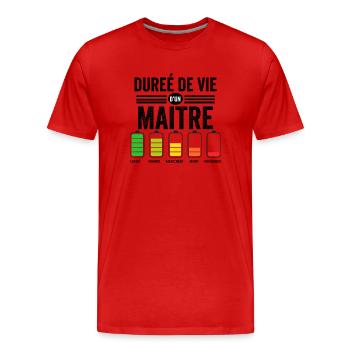 Humour Maitre D'école Pour Fin D'année Scolaire - T-shirt bio Premium Homme - rouge - Devant - Damien (186cm)