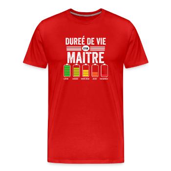 Humour Maitre D'école Pour Fin D'année Scolaire - T-shirt bio Premium Homme - rouge - Devant - Damien (186cm)