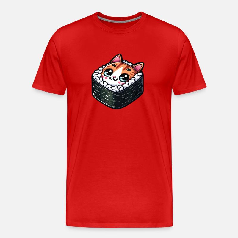 Sushi Katze - Männer Premium Bio T-Shirt - Rot