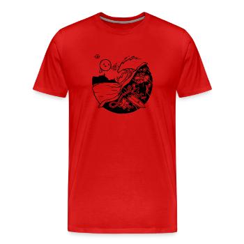 Chat d’effacement - T-shirt bio Premium Homme - rouge - Devant - Damien (186cm)