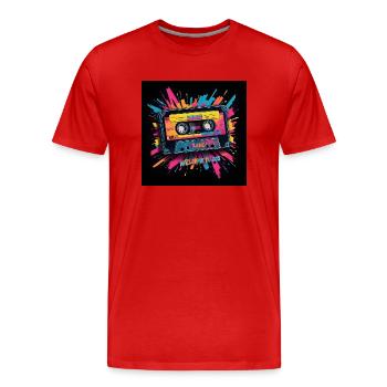 Kassette 80er - Bo-Grafik - Männer Premium Bio T-Shirt - Rot - Vorne - Damien (186cm)