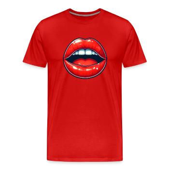 Bold Kiss of Love - Men's Premium Organic T-Shirt - red - Front - Damien (186cm)