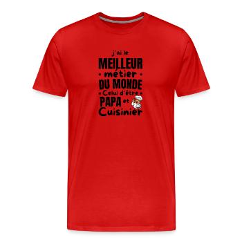 PAPA CUISINIER - T-shirt bio Premium Homme - rouge - Devant - Damien (186cm)
