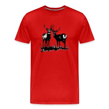 Rotwild: Könige der Wälder - Männer Premium Bio T-Shirt - Rot - Vorne - Damien (186cm)
