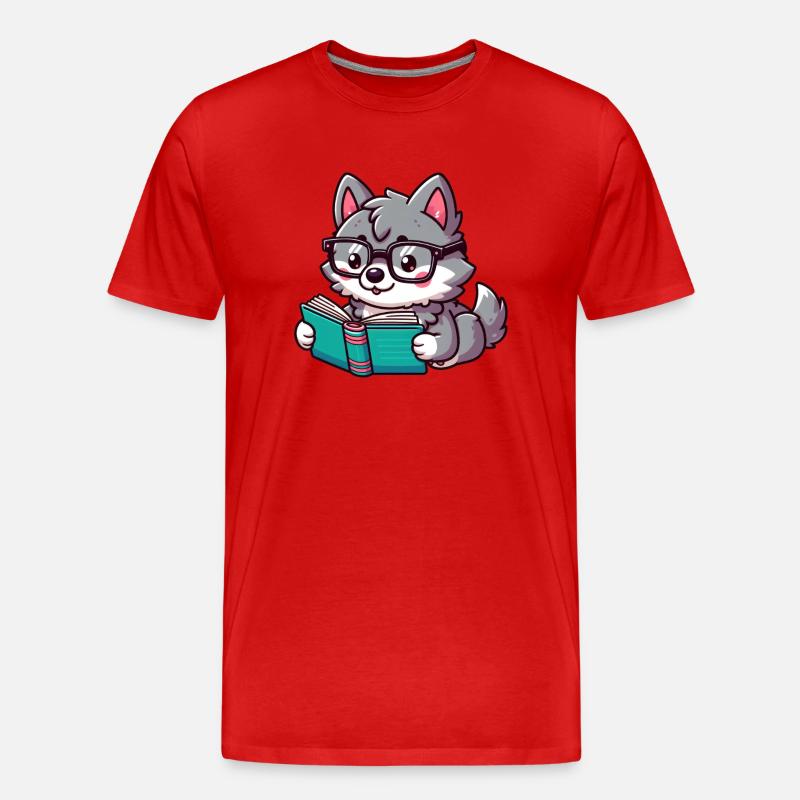 Der süße lese Wolf - Männer Premium Bio T-Shirt - Rot