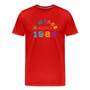 Vintage 1989 - Men's Premium Organic T-Shirt - red - Front - Damien (186cm)