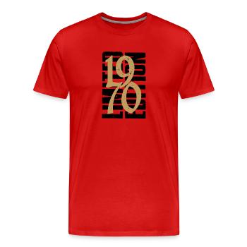 Vintage 1970 - Männer Premium Bio T-Shirt - Rot - Vorne - Damien (186cm)