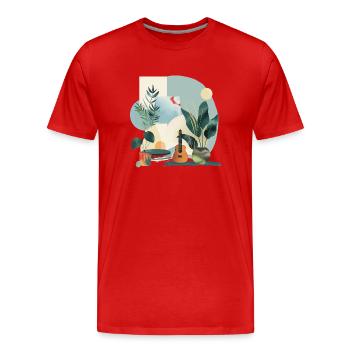 plants and music - high quality fashion print - Men's Premium Organic T-Shirt - red - Front - Damien (186cm)