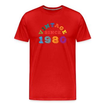 Millésime 1980 - T-shirt bio Premium Homme - rouge - Devant - Damien (186cm)