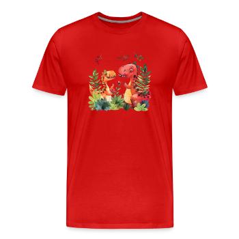 Warum sind Saurier bei Kindern so beliebt? - Männer Premium Bio T-Shirt - Rot - Vorne - Damien (186cm)