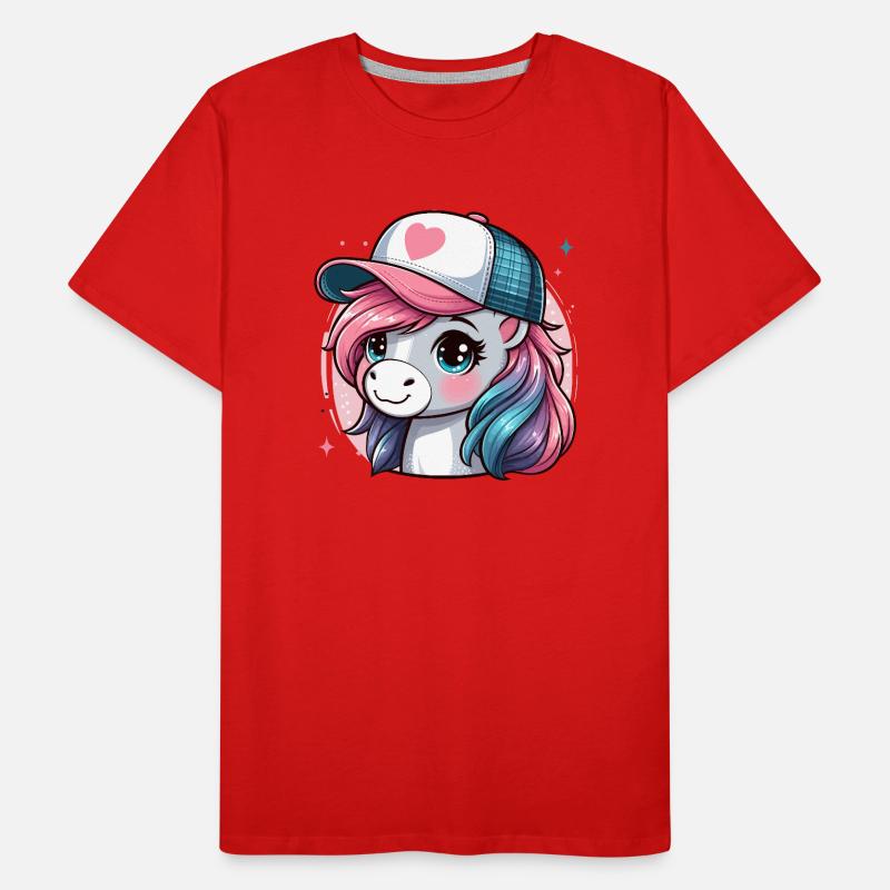 Cute Pink Pony Mane Has Cap Men's Premium Organic T-Shirt