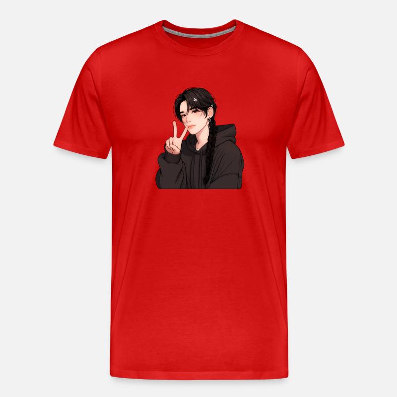 Junge - Frieden, Junge Friedenszeichen - Männer Premium Bio T-Shirt - Rot
