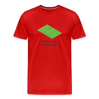 Fußball Platz grün lustiger Spruch - Männer Premium Bio T-Shirt - Rot - Vorne - Damien (186cm)