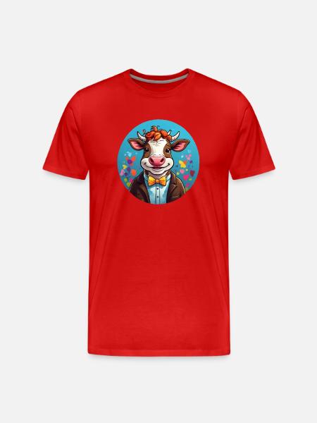 Funny Cow Comic - Men's Premium Organic T-Shirt - red
