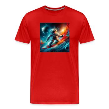 Astronauten-Surfen - Männer Premium Bio T-Shirt - Rot - Vorne - Damien (186cm)