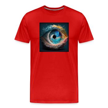 Der Blick der Erde - Männer Premium Bio T-Shirt - Rot - Vorne - Damien (186cm)