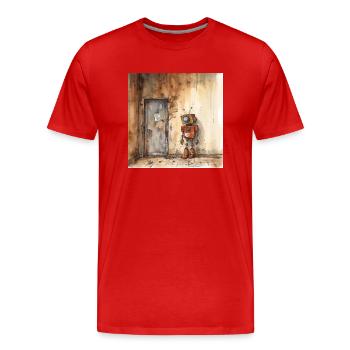 Alter rostiger verlassener Roboter 4 - Männer Premium Bio T-Shirt - Rot - Vorne - Damien (186cm)