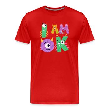 OK Monstre - T-shirt bio Premium Homme - rouge - Devant - Damien (186cm)