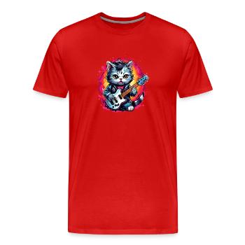 Chibi Rocker Katze - Männer Premium Bio T-Shirt - Rot - Vorne - Damien (186cm)