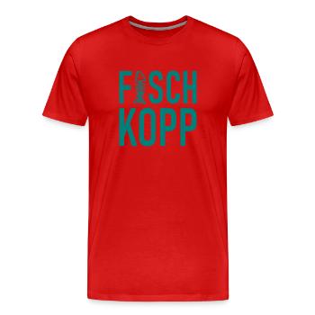 Fischkopp Fisch Fischkopf Küste Angler Fischer - Männer Premium Bio T-Shirt - Rot - Vorne - Damien (186cm)