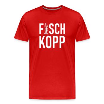 Fischkopp Fisch Fischkopf Küste Angler Fischer - Männer Premium Bio T-Shirt - Rot - Vorne - Damien (186cm)