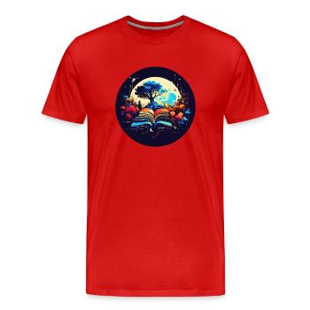 Dreamy reading experience - Men's Premium Organic T-Shirt - red - Front - Damien (186cm)