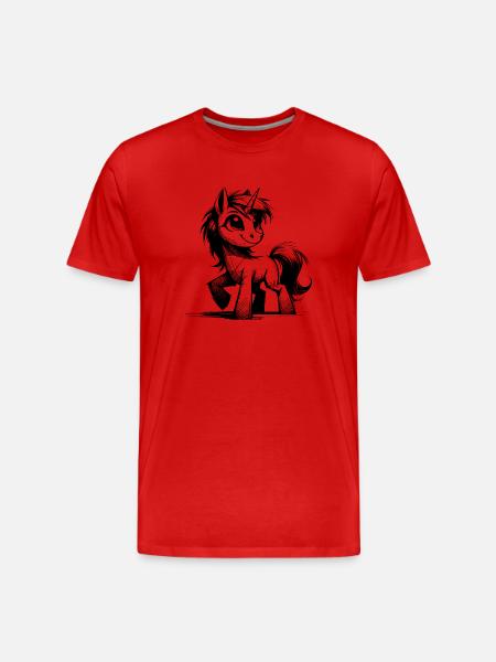 Magical Unicorn Magic Pencil Sketch - Men's Premium Organic T-Shirt - red