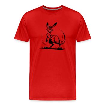Croquis au crayon marsupial Kangourou Australie - T-shirt bio Premium Homme - rouge - Devant - Damien (186cm)