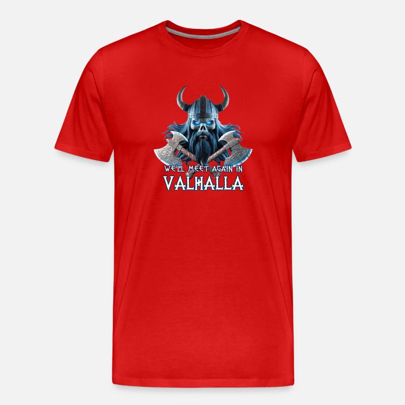 Wikinger Schädel 06 2024 12 - Männer Premium Bio T-Shirt - Rot