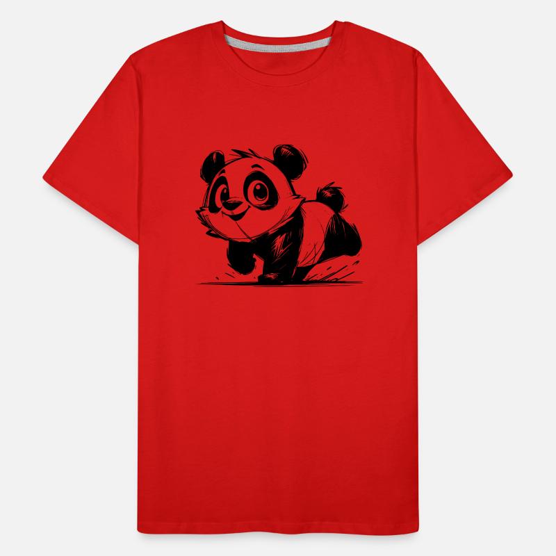 Petit panda mignon bébé dessin au crayon T-shirt bio Premium Homme