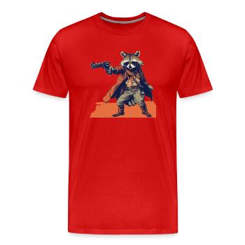 Waschbär - Männer Premium Bio T-Shirt - Rot - Vorne - Damien (186cm)