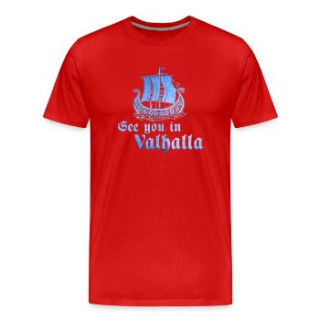Viking Boat Rendez-vous au Valhalla 1 - T-shirt bio Premium Homme - rouge - Devant - Damien (186cm)