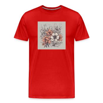 Pastel Spring Flowers - Men's Premium Organic T-Shirt - red - Front - Damien (186cm)