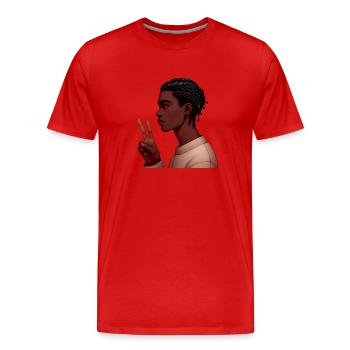 Black Boy - Frieden und Harmonie - Männer Premium Bio T-Shirt - Rot - Vorne - Damien (186cm)