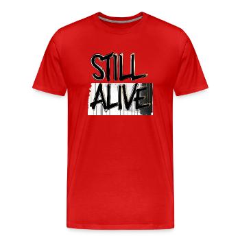 immer noch am leben - still alive - Männer Premium Bio T-Shirt - Rot - Vorne - Damien (186cm)