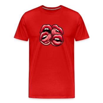 Baiser de Charme - Lèvres Sensuelles - T-shirt bio Premium Homme - rouge - Devant - Damien (186cm)