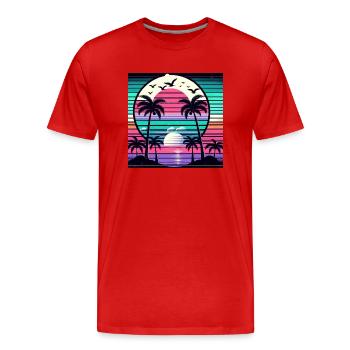 Tropical Sunset - Männer Premium Bio T-Shirt - Rot - Vorne - Damien (186cm)