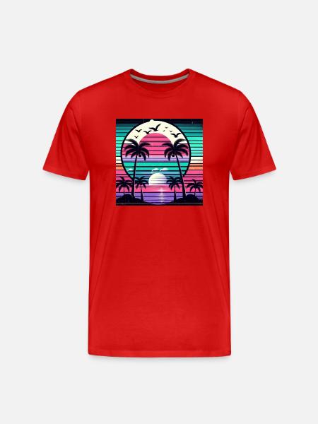 Tropical Sunset - Männer Premium Bio T-Shirt - Rot